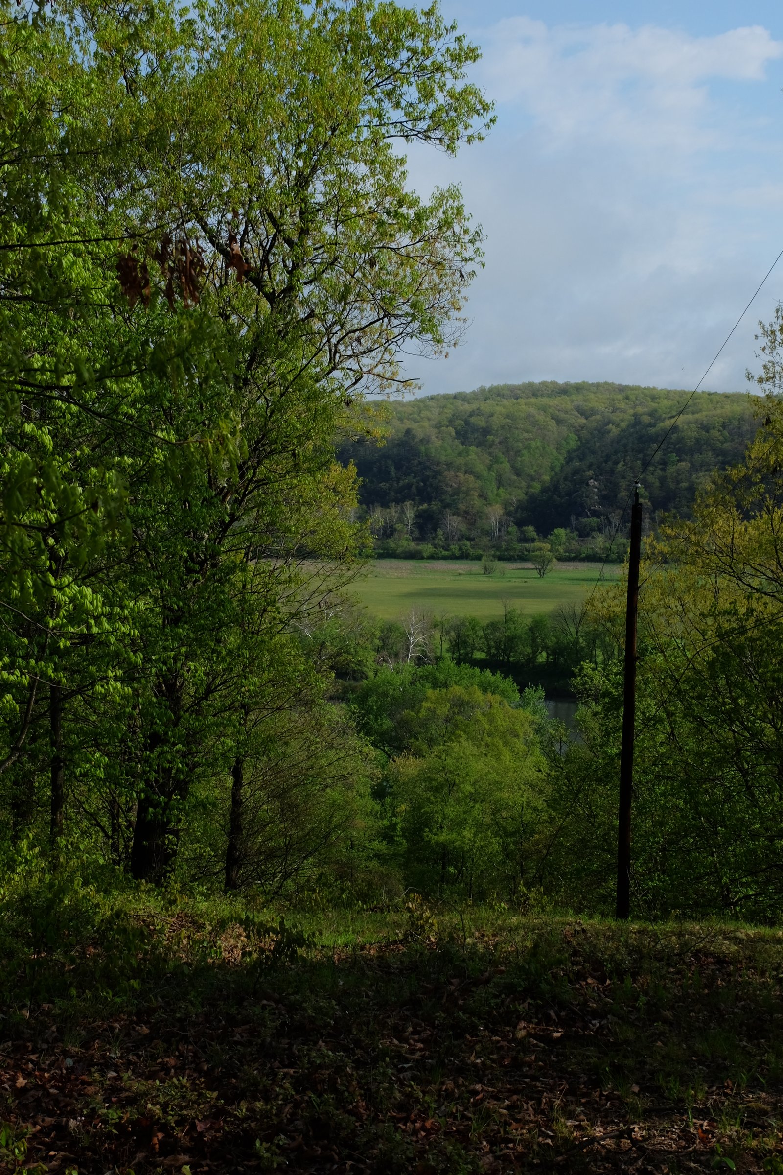 A view over the valley and river from the highest point on the property.