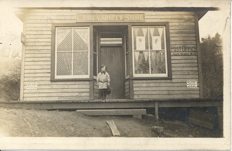 The old post office building abandoned in the woods beside the tracks, circa 1970s.